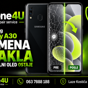 Zamena stakla Samsung Galaxy A30 uz očuvanje originalnog OLED ekrana – Phone4U Novi Sad.