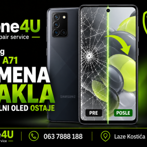 Zamena stakla Samsung Galaxy A71 uz očuvanje originalnog OLED ekrana – Phone4U Novi Sad.