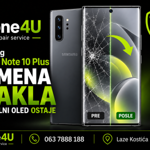 Zamena stakla Samsung Galaxy Note 10 Plus uz očuvanje originalnog OLED ekrana – Phone4U Novi Sad.