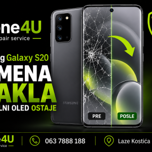 Zamena stakla Samsung Galaxy S20 uz očuvanje originalnog OLED ekrana – Phone4U Novi Sad.