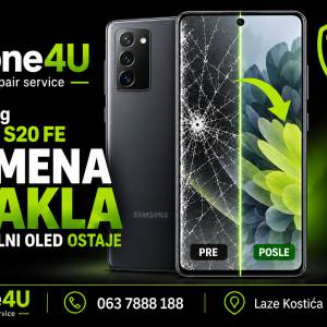 Zamena stakla Samsung Galaxy S20 FE uz očuvanje originalnog OLED ekrana – Phone4U Novi Sad.