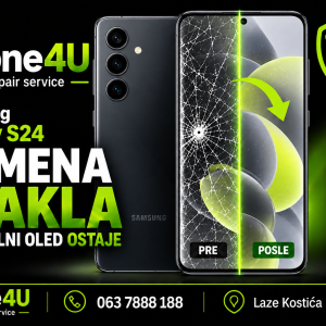 Zamena stakla Samsung Galaxy S24 uz očuvanje originalnog OLED ekrana – Phone4U Novi Sad.