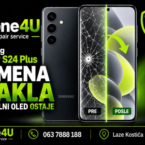 Zamena stakla Samsung Galaxy S24 Plus uz očuvanje originalnog OLED ekrana – Phone4U Novi Sad.