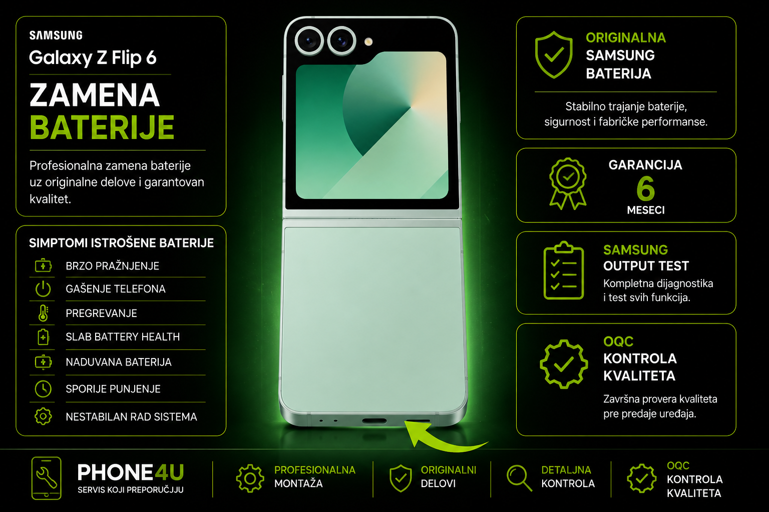zamena baterije Samsung Galaxy Z Flip 6 Novi Sad Phone4U servis zamena baterije Samsung Galaxy Z Flip 6 Novi Sad Phone4U servis