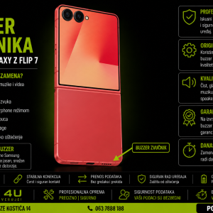 zamena buzzer zvučnika Samsung Galaxy Z Flip 7 Novi Sad Phone4U servis