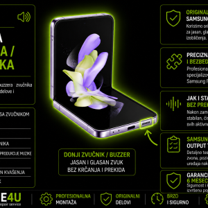 Zamena buzzera Samsung Galaxy Z Flip 4 rešava probleme sa zvukom, reprodukcijom muzike i zvonom uređaja.