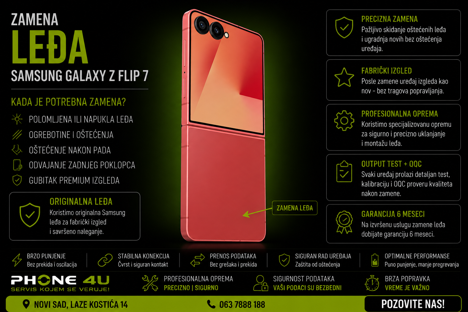 zamena leđa Samsung Galaxy Z Flip 7 Novi Sad Phone4U servis zamena leđa Samsung Galaxy Z Flip 7 Novi Sad Phone4U servis