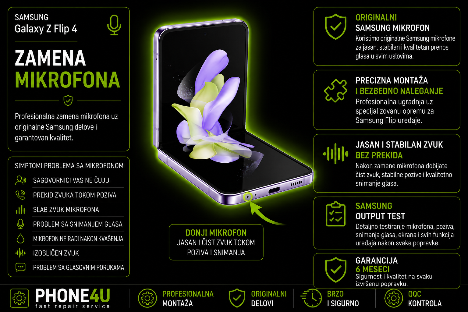 zamena mikrofona Samsung Galaxy Z Flip 4 Novi Sad Phone4U servis zamena mikrofona Samsung Galaxy Z Flip 4 Novi Sad Phone4U servis