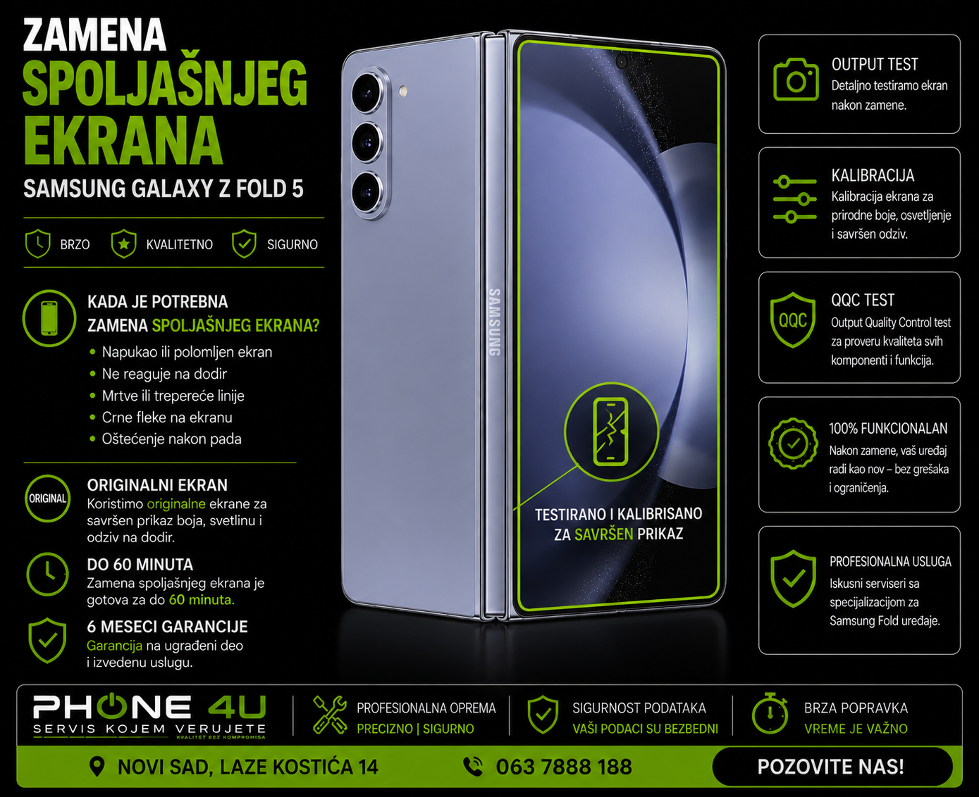 zamena spoljašnjeg ekrana Samsung Galaxy Z Fold 5 Novi Sad Phone4U servis zamena spoljašnjeg ekrana Samsung Galaxy Z Fold 5 Novi Sad Phone4U servis