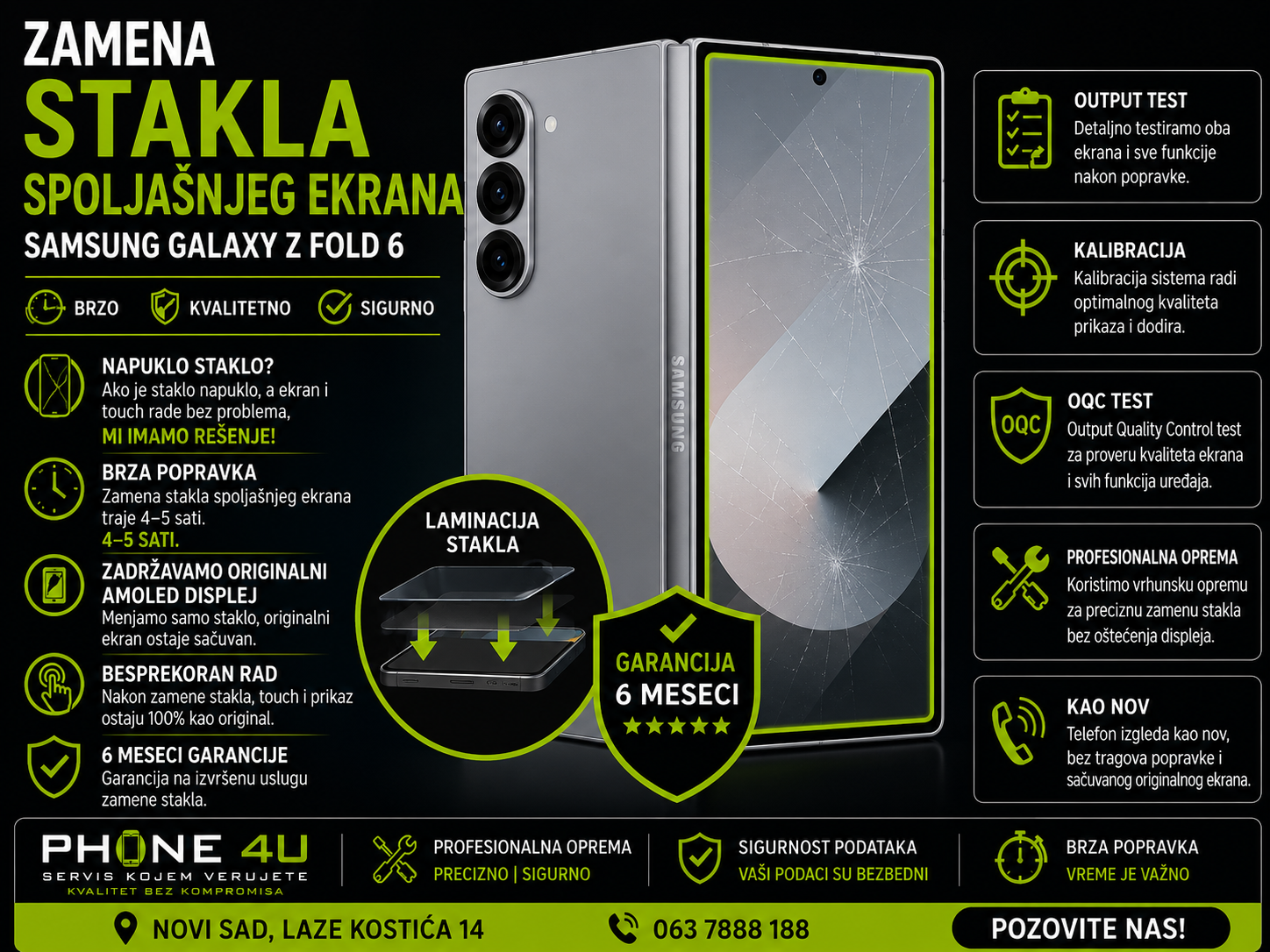 zamena stakla spoljašnjeg ekrana Samsung Galaxy Z Fold 6 Novi Sad Phone4U servis zamena stakla spoljašnjeg ekrana Samsung Galaxy Z Fold 6 Novi Sad Phone4U servis