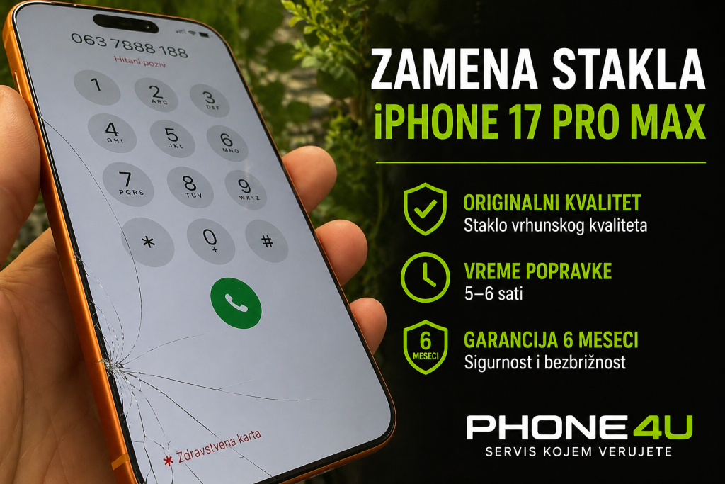 zamena stakla za iPhone 17 Pro Max - reparacija ekrana iphone 17 pro max cena novi sad