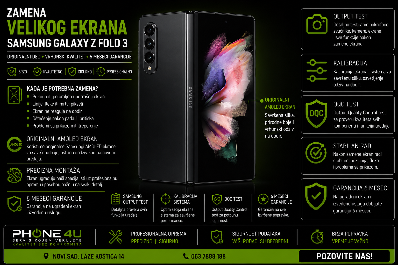 zamena velikog ekrana Samsung Galaxy Z Fold 3 Novi Sad Phone4U servis zamena velikog ekrana Samsung Galaxy Z Fold 3 Novi Sad Phone4U servis