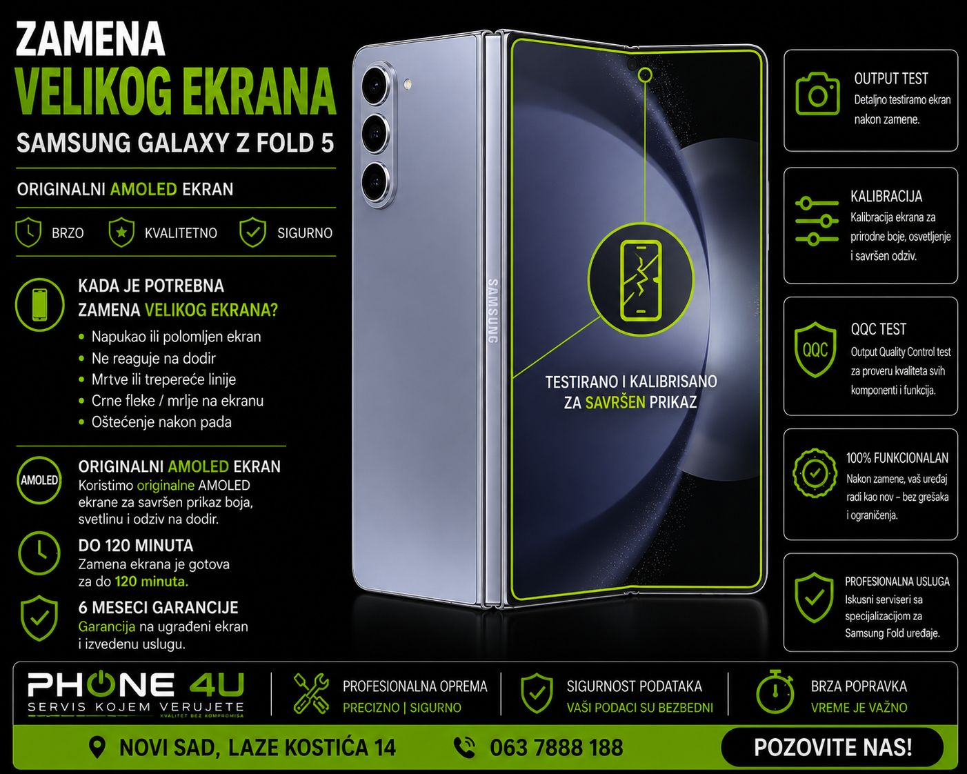 zamena velikog ekrana Samsung Galaxy Z Fold 5 Novi Sad Phone4U servis zamena velikog ekrana Samsung Galaxy Z Fold 5 Novi Sad Phone4U servis