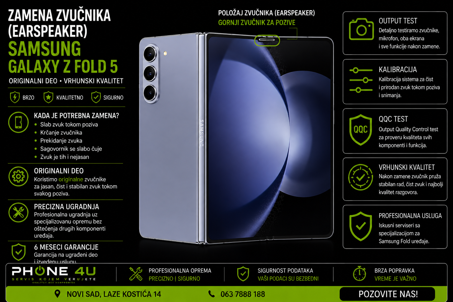 zamena zvučnika Samsung Galaxy Z Fold 5 Novi Sad Phone4U servis zamena zvučnika Samsung Galaxy Z Fold 5 Novi Sad Phone4U servis