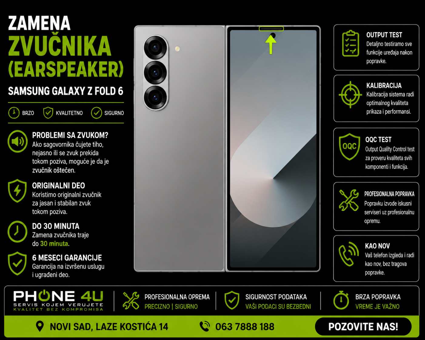 zamena zvučnika Samsung Galaxy Z Fold 6 Novi Sad Phone4U servis zamena zvučnika Samsung Galaxy Z Fold 6 Novi Sad Phone4U servis