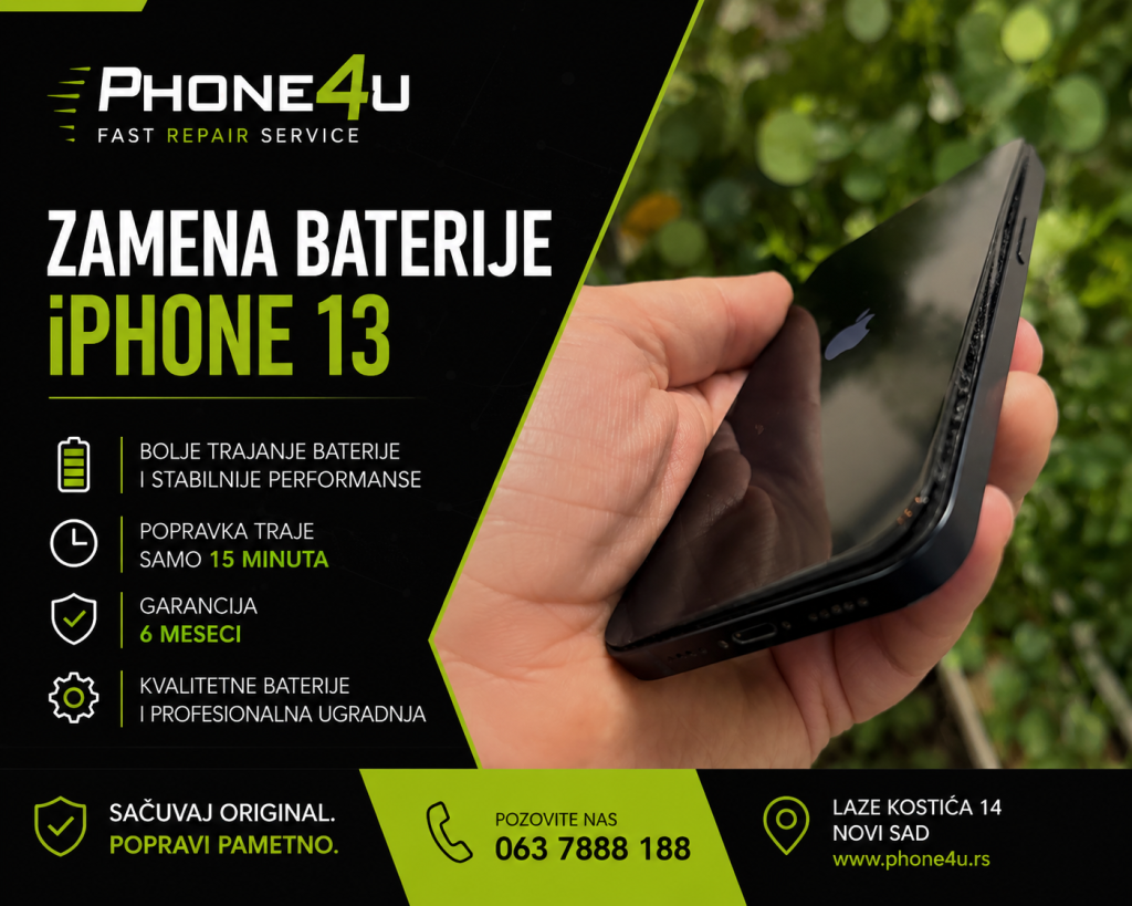 Zamena baterije iPhone 13 u Phone4U servisu Novi Sad