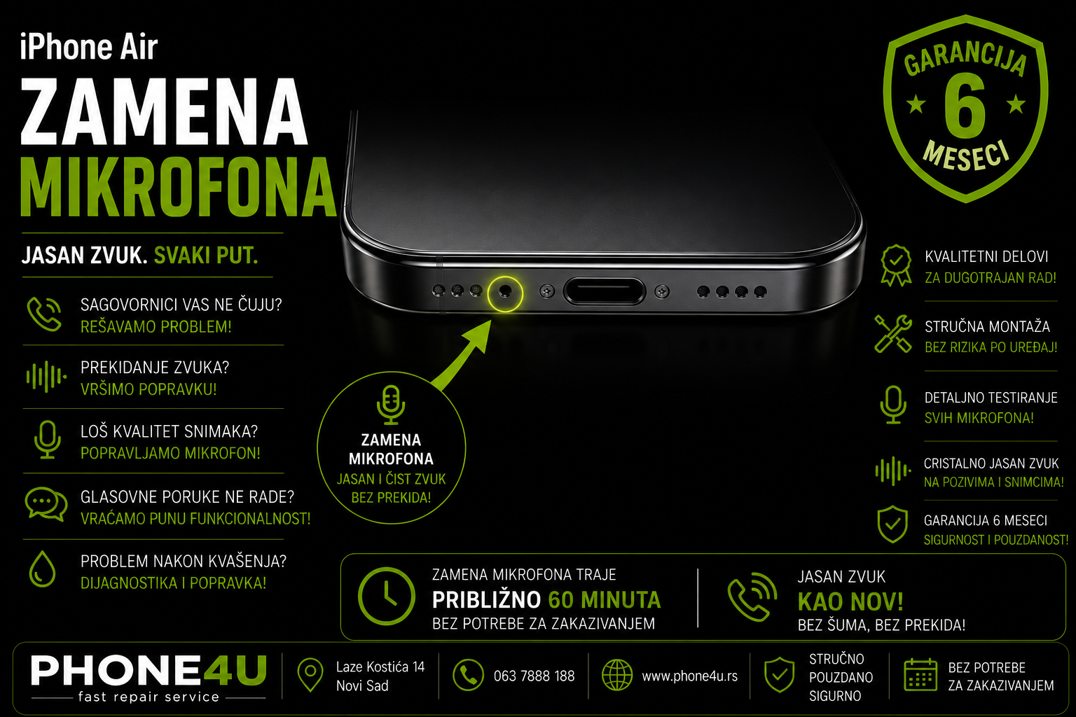 zamena mikrofona iPhone Air Novi Sad Phone4U servis ne radi mikrofon loš kvalitet zvuka zamena mikrofona iPhone Air Novi Sad Phone4U servis ne radi mikrofon loš kvalitet zvuka