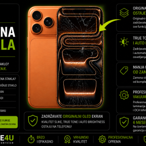 zamena stakla iPhone 17 Pro cena Novi Sad Phone4U servis