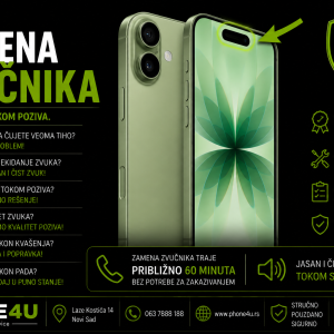 zamena zvučnika iPhone 17 Novi Sad Phone4U servis slab zvuk tokom poziva u slušalici