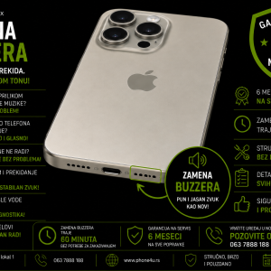 zamena buzzera iPhone 15 Pro Max Novi Sad Phone4U servis donji zvučnik iPhone 15 Pro Max nema zvuka