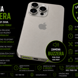 zamena buzzera iPhone 15 Pro Novi Sad Phone4U servis donji zvučnik iPhone 15 Pro nema zvuka