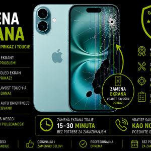 zamena ekrana iPhone 16 Novi Sad Phone4U servis polomljen ekran crne fleke i neispravan touch