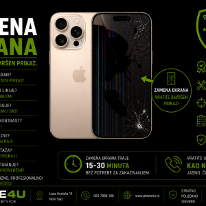 zamena ekrana iPhone 16 Pro Novi Sad Phone4U servis polomljen ekran crne fleke i neispravan touch