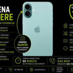 zamena kamere iPhone 16 Novi Sad Phone4U servis kamera ne fokusira i mutne fotografije