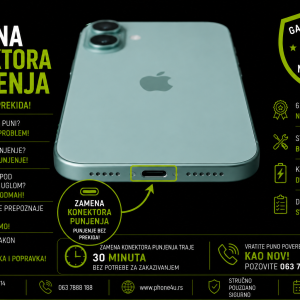 zamena konektora punjenja iPhone 16 Novi Sad Phone4U servis USB-C konektor iPhone 16