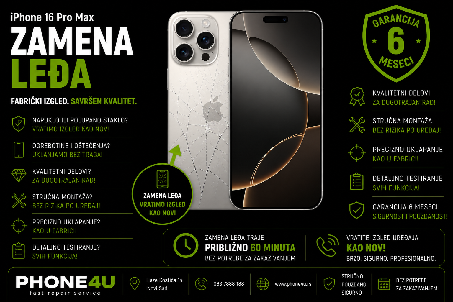 zamena leđa iPhone 16 Pro Max Novi Sad Phone4U servis polomljeno zadnje staklo iPhone 16 Pro Max zamena leđa iPhone 16 Pro Max Novi Sad Phone4U servis polomljeno zadnje staklo iPhone 16 Pro Max