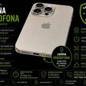 zamena mikrofona iPhone 15 Pro Max Novi Sad Phone4U servis sagovornik me ne čuje i loš kvalitet zvuka