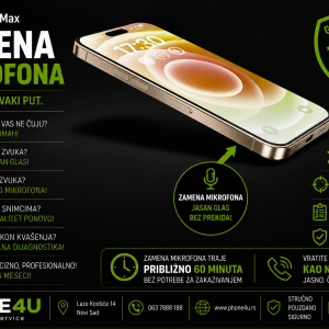zamena mikrofona iPhone 16 Pro Max Novi Sad Phone4U servis ne radi mikrofon i loš kvalitet zvuka