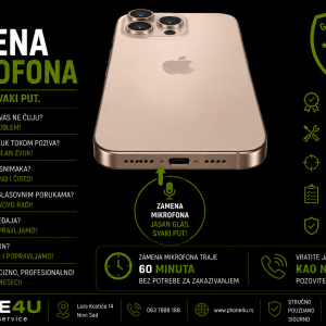 zamena mikrofona iPhone 16 Pro Novi Sad Phone4U servis ne radi mikrofon i loš kvalitet zvuka