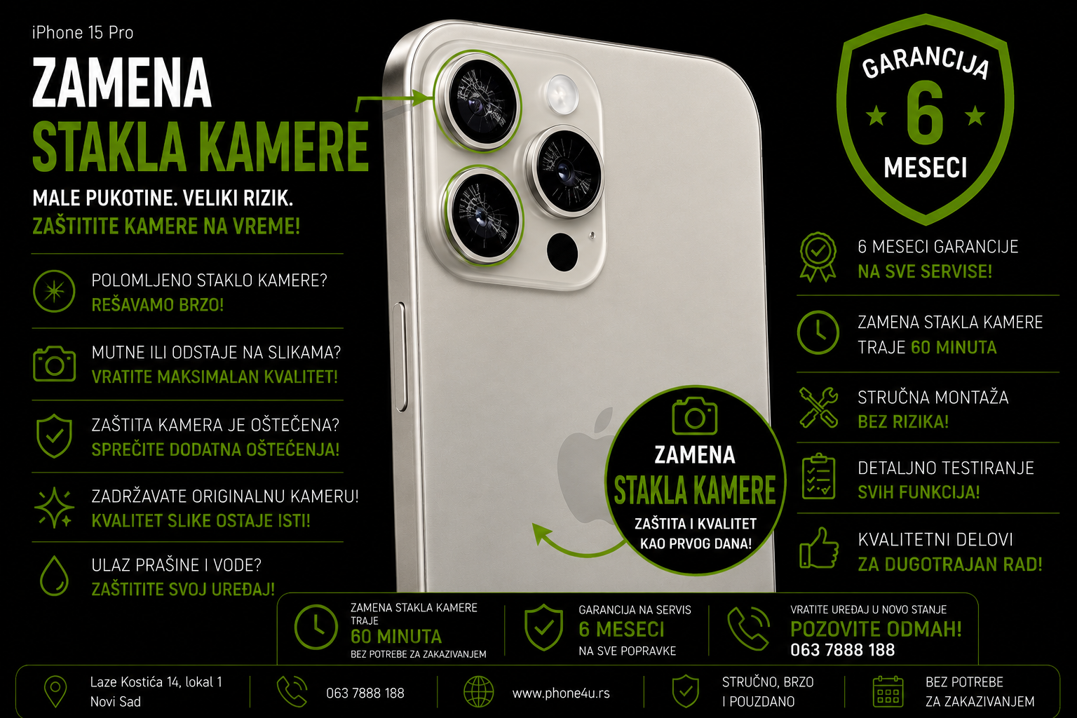 zamena stakla kamere iPhone 15 Pro Novi Sad Phone4U servis polomljeno zaštitno staklo kamere zamena stakla kamere iPhone 15 Pro Novi Sad Phone4U servis polomljeno zaštitno staklo kamere