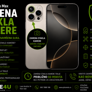 zamena stakla kamere iPhone 16 Pro Max Novi Sad Phone4U servis polomljeno staklo kamere