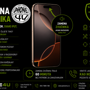 zamena zvučnika iPhone 16 Pro Novi Sad Phone4U servis slab zvuk tokom poziva u slušalici