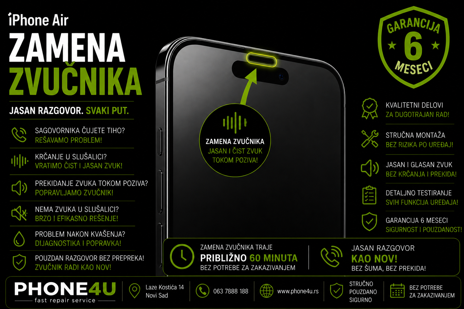 zamena zvučnika iPhone Air Novi Sad Phone4U servis slab zvuk tokom poziva u slušalici zamena zvučnika iPhone Air Novi Sad Phone4U servis slab zvuk tokom poziva u slušalici