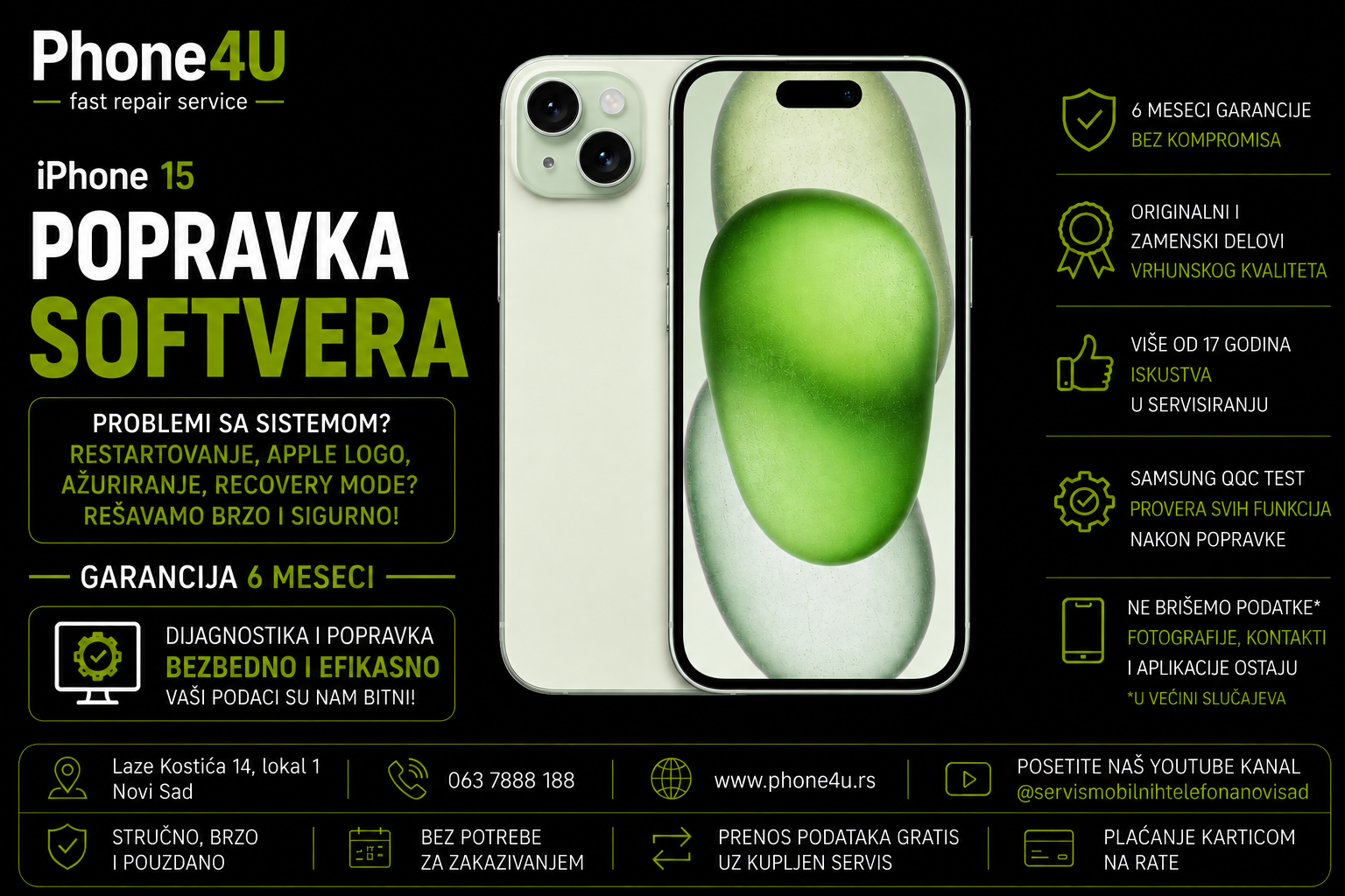 popravka softvera za iPhone 15 Phone4U servis Novi Sad popravka softvera za iPhone 15 Phone4U servis Novi Sad
