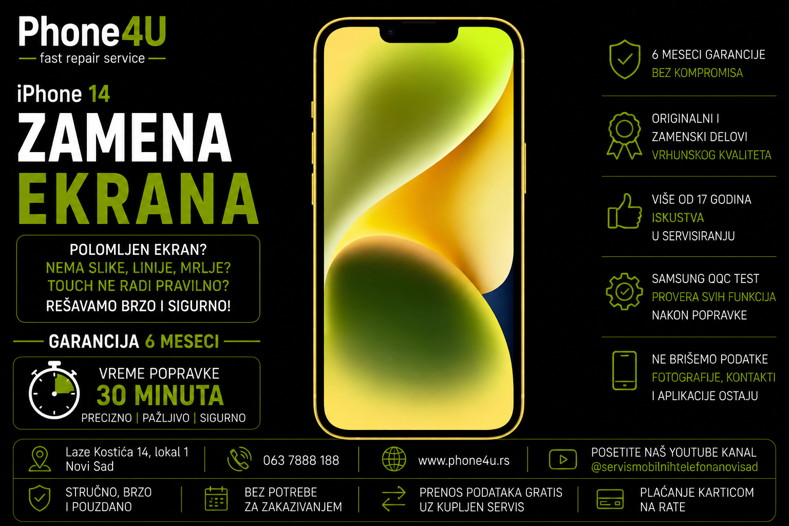zamena ekrana za iPhone 14 Phone4U servis Novi Sad zamena ekrana za iPhone 14 Phone4U servis Novi Sad