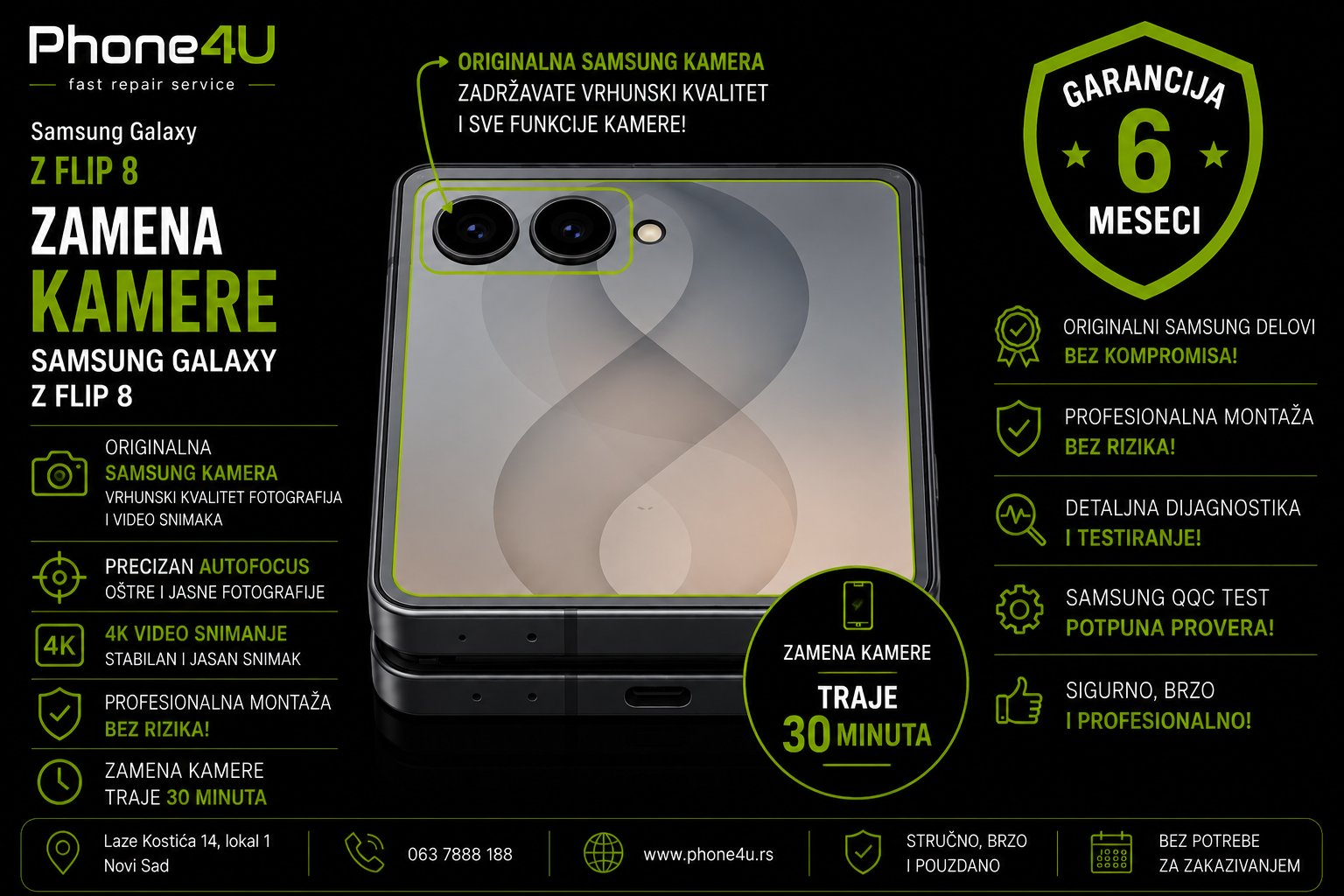 zamena kamere Samsung Galaxy Z Flip 8 Novi Sad Phone4U originalna Samsung kamera zamena kamere Samsung Galaxy Z Flip 8 Novi Sad Phone4U originalna Samsung kamera