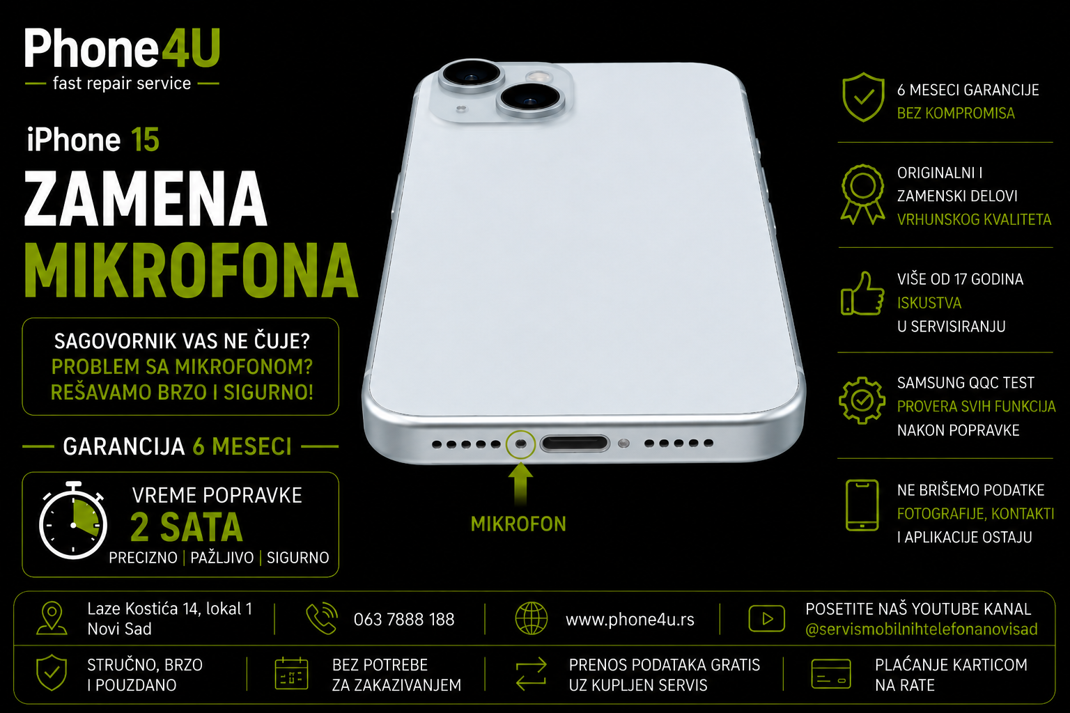 zamena mikrofona za iPhone 15 Phone4U servis Novi Sad zamena mikrofona za iPhone 15 Phone4U servis Novi Sad