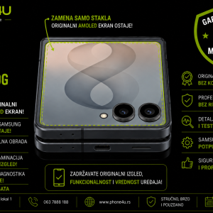 zamena stakla spoljnog ekrana Samsung Galaxy Z Flip 8 Novi Sad Phone4U zadržavanje originalnog Samsung AMOLED ekrana