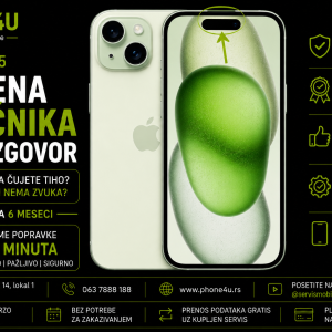 zamena zvučnika za iPhone 15 Phone4U servis Novi Sad
