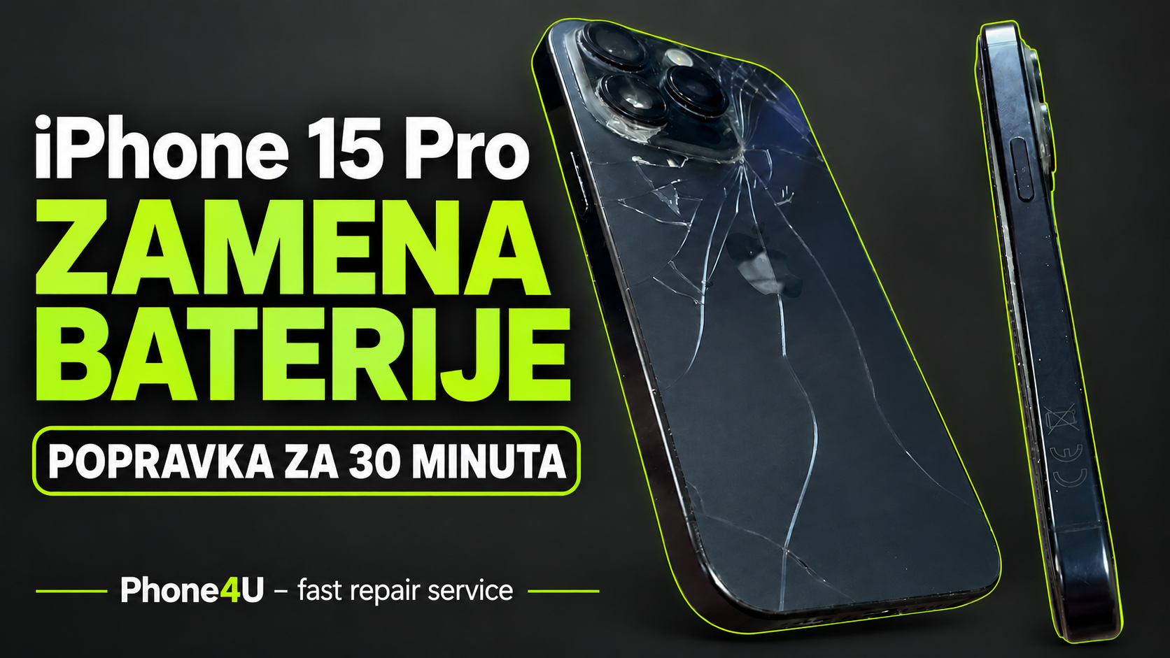 Zamena baterije na telefonu iPhone 15 Pro u servisu Phone4U Novi Sad
